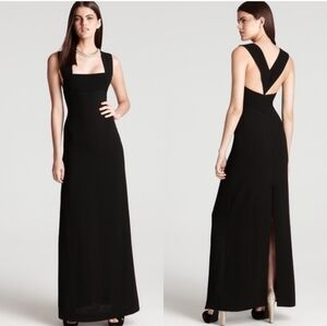 BCBGMaxAzria Agata Long Gown with V-Back Black Size 2 Formal Elegant Dress